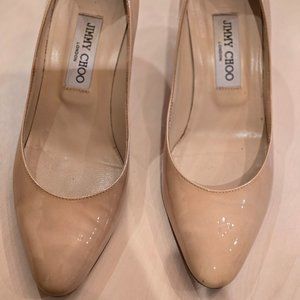 Jimmy Choo patent leather nude Gilbert pumps